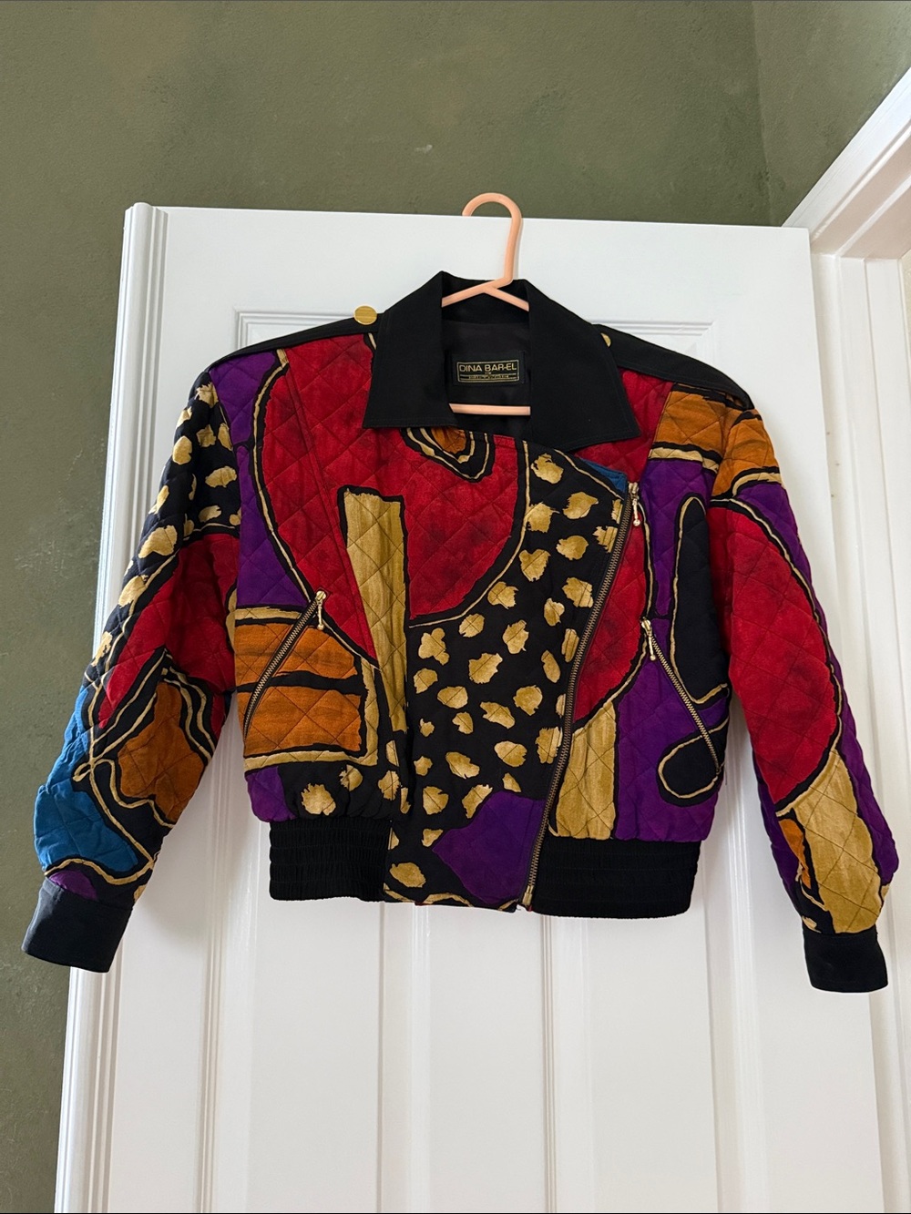 Vintage Quilted Multicolor Bomber Jacket by Dina Bar-El for Hi-Tech